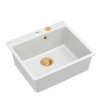 QUADRON | MORGAN 110 FM PRODUKT NA ZAMÓWIENIE | granitowy zlewozmywak kuchenny BIAŁY + MIEDŹ PVD | wymiary: 56,5 x 49,5 x 21,6 cm | 1-komorowy na równi w blatem | podbudowa szafki od: 60 cm HB8304U1FMC1P2O